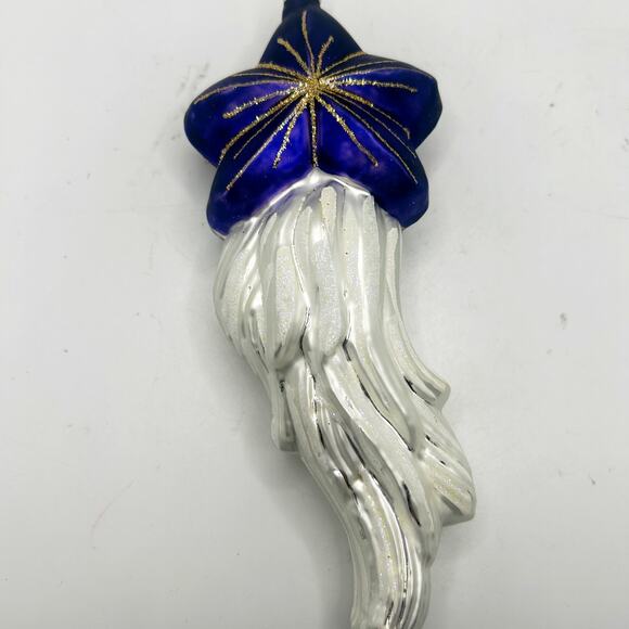 Vintage Large Shooting Star Long Beard Santa ￼8” Glass Christmas Tree Ornament - Picture 5 of 8